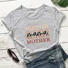 Comercio exterior europeo y americano transfronterizo deseo Día de la Madre mamá camiseta de manga corta con cuello redondo y estampado de letras a color