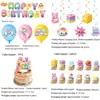 Amazon Squishy Tema Bollo de Cristal Fiesta Decoración de Cumpleaños Set con Mantel Desechable, Pancarta y Globos