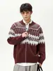 Suéter Cardigan Estilo Fair Isle para Hombre, Estilo Otoño e Invierno, Piel Sintética tipo Visón Vintage, Estilo Étnico, Chaqueta de Punto Suave