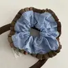 Goma para el pelo de estilo coreano con cuadros contrastantes y encaje, estilo retro universitario, diseño de nicho, versátil, elegante, para coleta