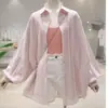 Camisa jacket cárdigan de verano nueva ultrafemenina, delgada, de manga larga, transpirable, hueca, con protección solar, estilo Mori girl vacacional