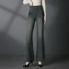 Pantalones Vaqueros 2029 Pierna Recta Acampanados para Mujeres de Mediana Edad Pantalones Cola de Pez para Mujeres Otoño 2025 Bordados Gris Cemento para Mediana Edad y Mayores