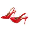 Sandalias de punta fina, tacón ultra alto, estilo europeo y americano, tacones de aguja, sandalias de punta cerrada para mujer de verano, charol de color liso, zapatos para mujer de talla grande transfronterizos