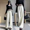 Pantalones casuales de punto ancho de pierna recta para mujer, estilo adelgazante de cintura alta, suaves y con caída, nuevos para otoño e invierno 2026