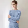 Suéter base de punto para mujer de primera línea listo para usar, doce agujas, liso, 100% cachemira pura, suelto, adelgazante, con borde enrollado