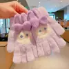 Guantes de Dedos Lindos para Niños Niñas Invierno Prueba de Frío Cálido Juego de Cinco Dedos Conjunto Completo de Dedos Tejido para Bebé Niños de Invierno