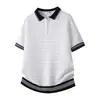 Camisa de Punto Estilo Old Money para Hombre Manga Corta Tacto de Alta Gama Cuello con Solapa Cremallera Casual de Negocios Camiseta Top
