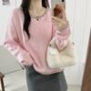 Tricô Pulôver Estilo Preguiçoso para Mulheres 2025 Outono e Inverno Novo Estilo Popular Pequeno Retrô Solto Tricô Tricô Top