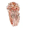 Fábrica de Joyería Transfronteriza Huajie Nuevo Set Caliente de Invierno de Tres Piezas Anillo para Mujer Zirconia Incrustada en Rosa Joyería