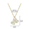 Collar Colgante de Corazón Doble para Mujer, Cadena Clavicular de Lujo Ligero Completamente Diamantada, Moda Versátil, Joyería de Cadena Dorada Estilo Ins de Gama Alta