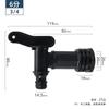 Accesorios de válvula de barril IBC de 1 tonelada, grifo de plástico, tapa de transferencia, giro de 6 puntos, grifo de boquilla negra de 3/4", grifo de grifo
