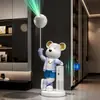 Oso violento estilo crema, gran adorno de piso para sala de estar y recibidor, arte de moda con una estética de alta gama, decoración del hogar, regalo de inauguración