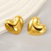 Pendientes de acero inoxidable de metal de comercio exterior europeo y americano de 18 quilates, pendientes de amor con corazón de titanio Joker de moda para mujer de alto sentido