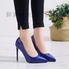 Zapatos de mujer de talla grande de comercio exterior punta tacón de aguja escotados tacones altos zapatos negros profesionales para el trabajo zapatos de una sola capa 35-44