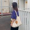 Estilo Japonés y Coreano Lindo Patrón de Estampado de Bagel Gran Capacidad Nueva Bolsa Tote de Compras Bolso de Lona para Hombro Bolso Escolar para Estudiantes