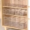 Estante de almacenamiento de cocina acrílico transparente delgado, estrecho y largo para cajones de gabinete, vajilla, platos, organizador de utensilios de cocina bajo el fregadero