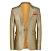 Nova Roupa Masculina de Comércio Exterior Transfronteiriço: Blazer de Terno Xadrez Brilhante de Botão Único, Estilo Nightclub, Terno Moderno para Performance de Palco