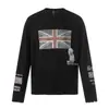 Camiseta de Manga Longa com Estampa da Bandeira Americana para Homens, Marca de Moda de Rua Nicho da Primavera, Blusa Pulôver Casual Solta com Gola Redonda
