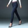 Jeans Feminino de Cintura Alta Emagrecedor para Outono, Calça Skinny para Mães de Meia-Idade, Calça Elástica Plus Size para Silhuetas Curvilíneas