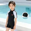 Traje de Baño Infantil Niños Una Pieza Manga Corta Ropa de Baño Verano Manga Larga Protección Solar Secado Rápido Aguas Termales Playa Costera Conjunto de Natación