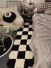 Tapete de Quarto Xadrez Preto e Branco Simples Imitação de Caxemira Cobertor Fresco para Cama em Casa Varanda Janela Saliente Tabuleiro de Xadrez Tapete de Chão Antiderrapante
