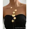 Collar Largo con Colgante Redondo Geométrico Estilo Europeo para Mujer Moda Versátil Cadena para Suéter de Nicho Accesorios de Collar Chapados en Oro de Aleación de Zinc