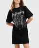 Camiseta Larga de Manga Corta Estampada Transfronteriza Europea y Americana para Mujer Casual Holgada Versátil Tops Ins