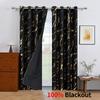 Cortinas Blackout Completas de Pongee Negras con Estampado Caliente Nuevo Transfronterizo y Plateado para Sala de Estar y Dormitorio Cortinas de Protección Solar Aliexpress Dropshipping