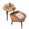 Mesa de Centro de Sala de Estar de Lujo Ligero, Mesa Pequeña, Uso Doméstico Moderno Simple, Mesa Auxiliar Redonda Pequeña para Sofá, Madera Natural, Apartamento Pequeño