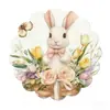 Mantel individual de lino para Pascua transfronterizo con bordes redondos ondulados, diseño de conejo y huevo, decoración de mesa para primavera y verano, tapete aislante del calor