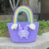 Nova Bolsa de Menina 2024 Nova Bolsa Nuvem Arco-Íris Bolsa Infantil de Palha Bolsa de Palha de Grande Capacidade Estilo Coreano