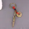Sino Vajra de Latão Estilo Xizang com Mantra de Seis Sílabas, Item Antigo Vintage Desgastado, Pingente Decorativo para Chaveiro de Carro