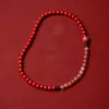 Pulsera Fidelity doble círculo cinabrio año del Dragón pulsera de cinabrio rojo chino segura flor de durazno con piedra natural Cristal de fresa