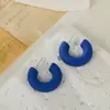 Pendientes Clásicos Europeos y Americanos Pequeños Simples en Forma de C Pendientes Redondos de Acrílico Pendientes de Colores Dulces Pintados en Spray Anillo en C