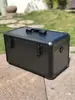 Caja de instrumentos portátil multifuncional de aleación de aluminio negra, grande y mediana, caja de herramientas de doble control para modelo de avión con esponja divisoria