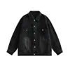 Chaqueta de Mezclilla Elegante y Versátil para Hombre de Primavera y Otoño, Marca de Tendencia Ins, Corte Holgado, Tallas Grandes, Chaqueta de Trabajo, Abrigo de Mezclilla, Venta al por Mayor de Tendencia