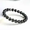 Pulsera de Bola Redonda Cristal Natural Jiuyacristal Grado 7A Fantasma Negro Pulsera de Bola Suelta Tazón del Tesoro Negro Wholesale