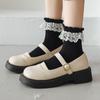 Foodelle Novo Outono e Inverno Japonês Cor Sólida Algodão Mid-tube Meias Femininas Handmade Bubble Mouth Lace Meias de Algodão Atacado