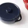 Criativa Assadeira Cerâmica com Duas Alças e Tampa, Prato de Arroz Assado no Micro-ondas com Esmalte de Cor Sólida, Personalizado 6 Polegadas 8 Polegadas 10 Polegadas