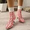 Novo Estilo Europeu e Americano Outono e Inverno Tricotadas Meia-Panturrilha Lã Salto Stiletto Bico Fino Botas Elásticas Tamanho Grande Atacado Transfronteiriço