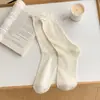 Calcetines estilo ballet para mujer, a media pantorrilla, color crema, verano, finos, calados, borde enrollado, color liso, de malla, transpirables, algodón, calcetines holgados