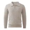 Outono Inverno 2026 Novo Suéter Masculino de Gola Lapela em Tricô Trançado Malharia Moda Jovem Camada Base Casual
