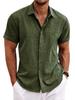Camisas de Lino para Hombre, Camisetas Retro de Manga Corta, Camisas Sueltas de Talla Grande para la Playa