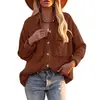 Ropa de Mujer 2026 Nueva Camisa de Otoño e Invierno Amazon Europea y Americana Color Sólido Holgada Pana Bolsillo Manga Larga Chaqueta Cardigan