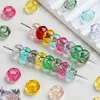 Cuentas de resina transparentes en forma de estrella con pequeñas facetas y agujeros grandes, cuentas planas para joyería DIY, cadenas de teléfono, pulseras de cuentas y accesorios