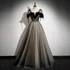 Vestido de Noche Negro para Mujer, Diseño de Princesa Francesa, Elegante, Elegante, Ropa Hermosa para Actuación Vocal en Solitario