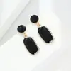 Pendientes Geométricos Mate Vintage, Pendientes Largos de Resina Morandi con Sentido de Ambiente, Disponibles en Múltiples Colores, Ganchos Ovalados de Doble Capa