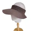 Sombrero abierto plegable de lino sintético simple y versátil para mujer, elegante sombrero de sol de verano, sombrero de punto para protección solar en vacaciones