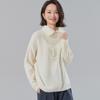 [100% Lana de Oveja] Otoño e Invierno Elegante Casual Simple Color Puro Ropa de Trabajo Solapa Grande Cremallera Jersey de Lana Tejido