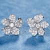 Cao Shi Japón y Corea del Sur Pendientes de Flores Pequeñas Frescas Pendientes de Flor de Circonita Brillante Pendientes de Flor Recomendados por Little Red Book Mujer